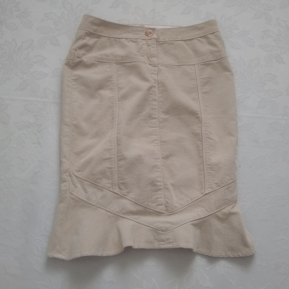 Bebe wiggle pencil peplum flared hem corduroy skirt